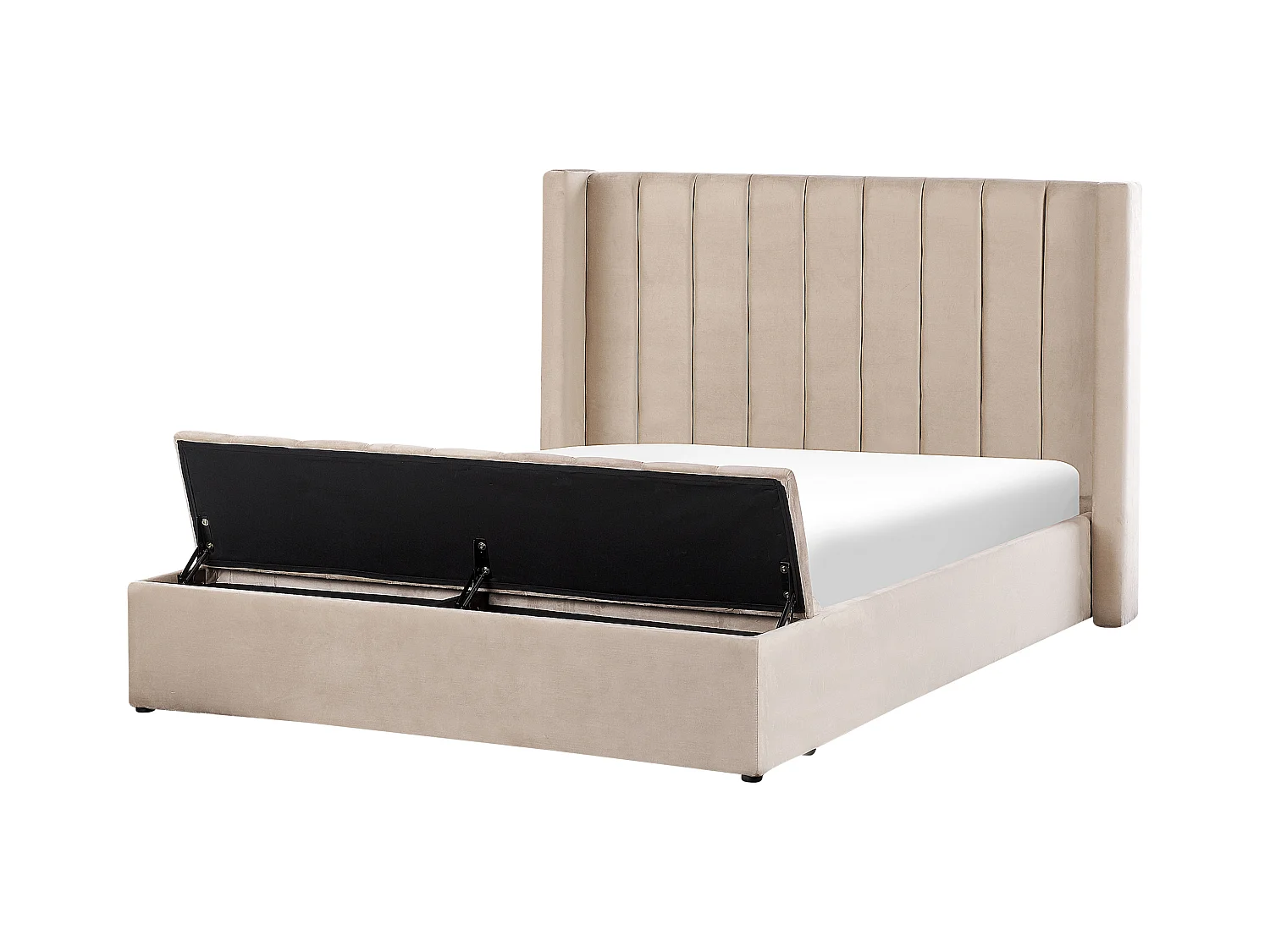 Lit avec banc de rangement Velours NOYERS 160 x 200 cm Beige