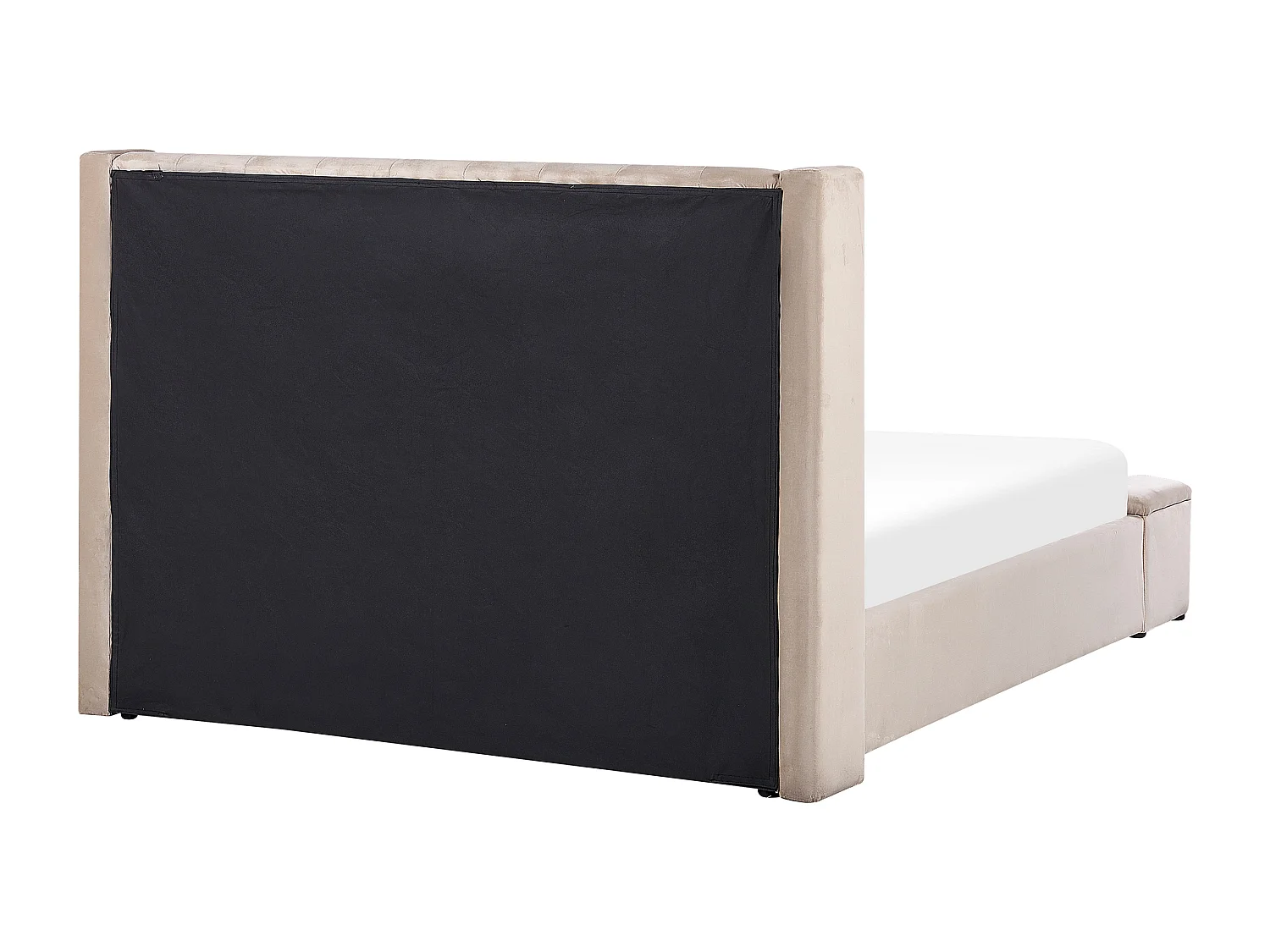 Bed met opbergbankje Fluweel NOYERS 160 x 200 cm Beige