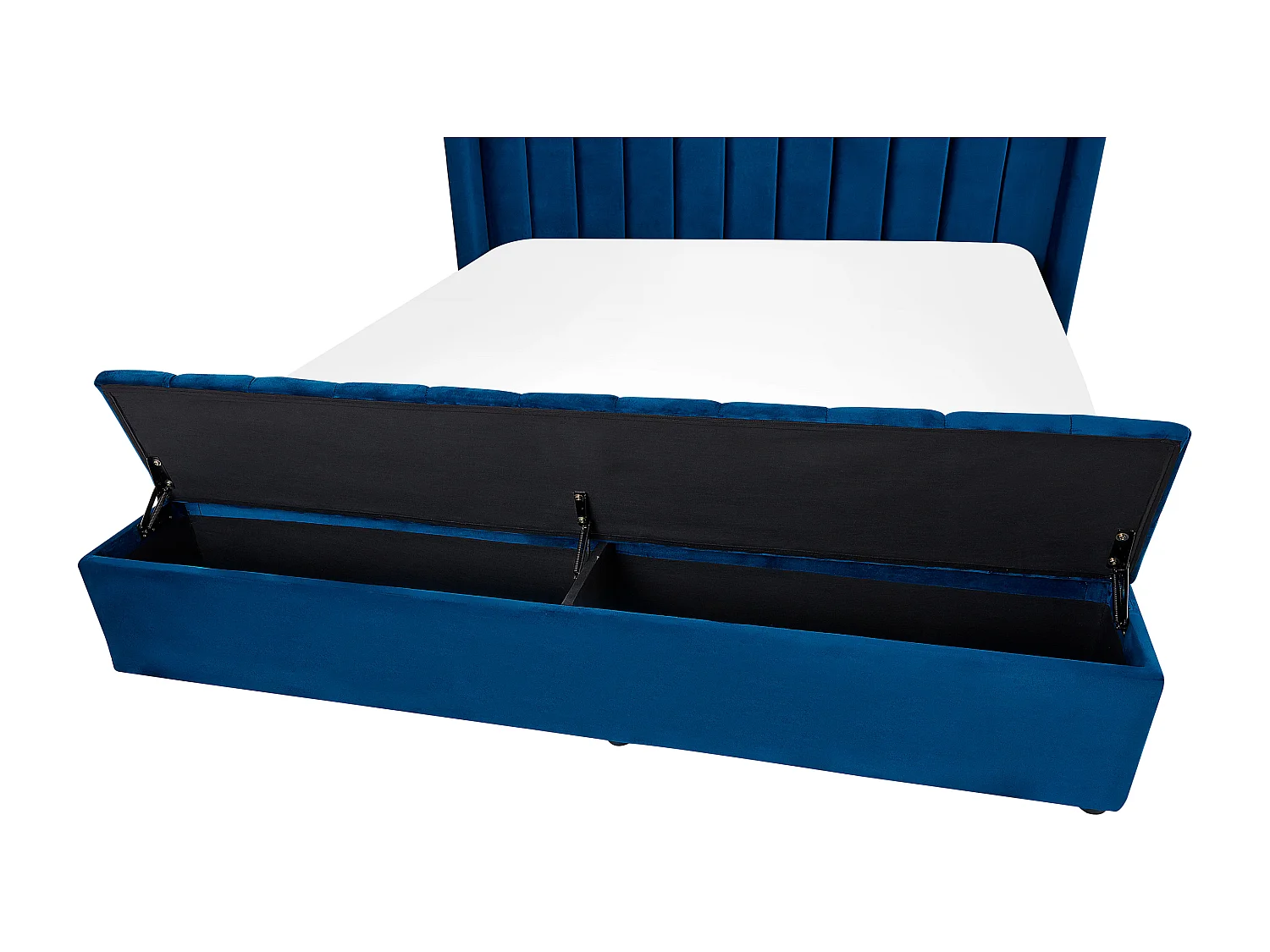 Lit avec banc de rangement Velours NOYERS 180 x 200 cm Bleu marine