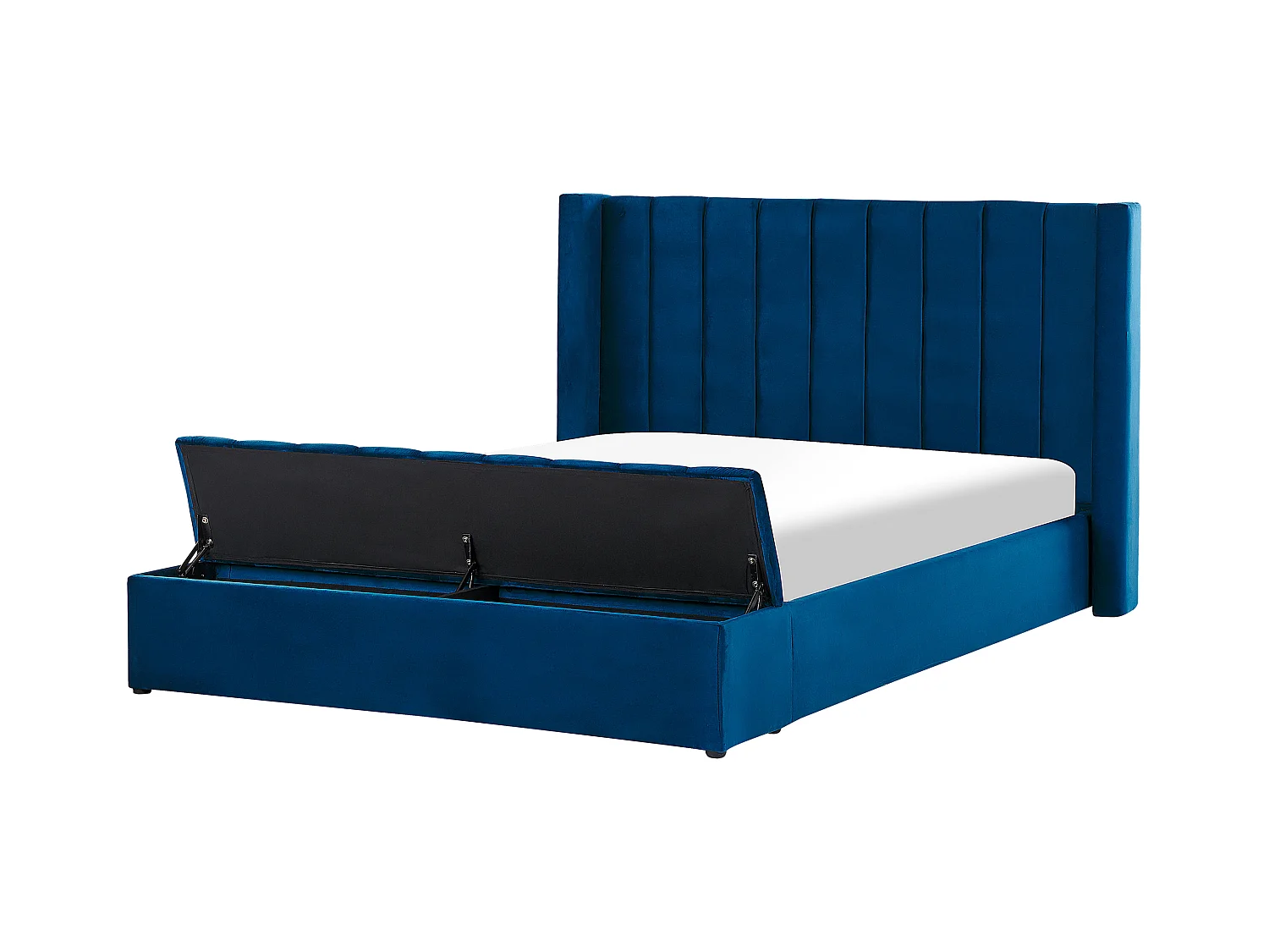 Bed met opbergbankje Fluweel NOYERS 180 x 200 cm Marineblauw