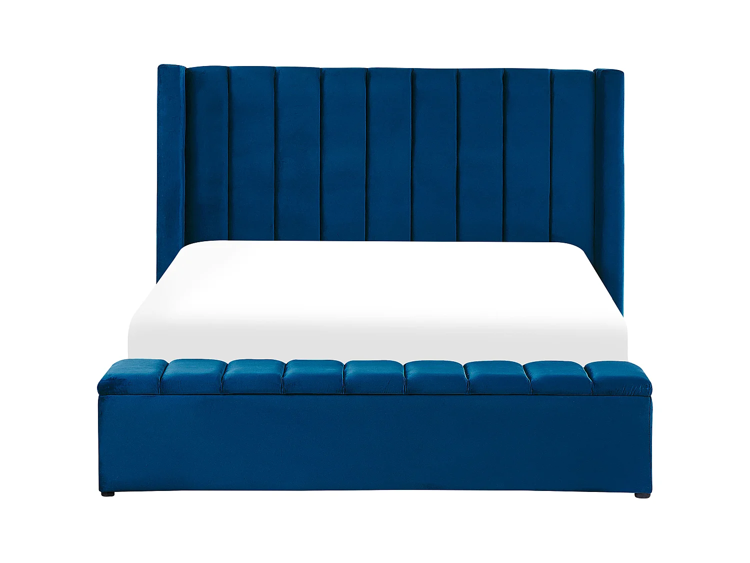 Luxuriöses Bett Samtstoff zusätzlicher Staumraum 180 x 200 cm marine blau Noyers