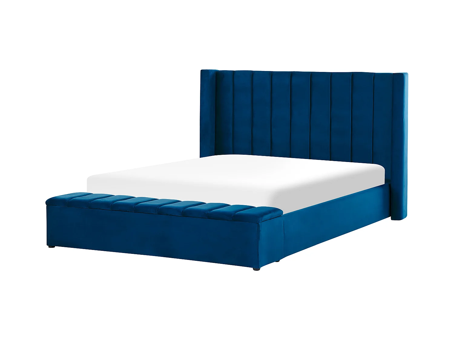 Luxuriöses Bett Samtstoff zusätzlicher Staumraum 180 x 200 cm marine blau Noyers