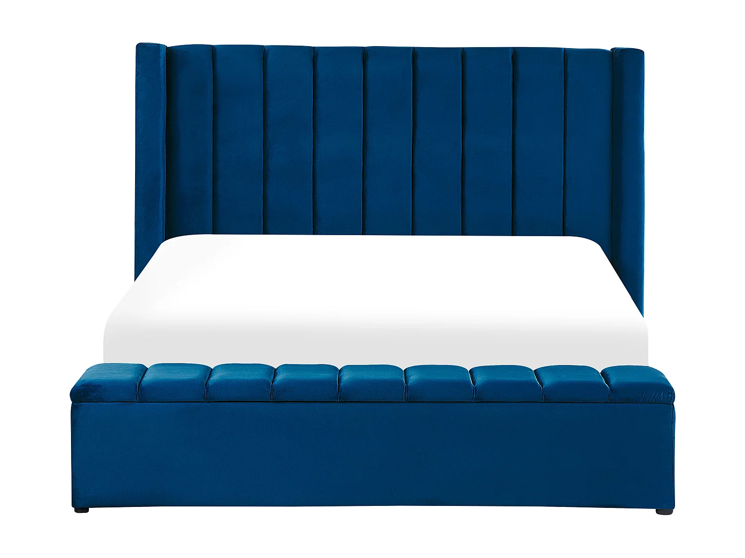 Bed met opbergbankje Fluweel NOYERS 180 x 200 cm Marineblauw