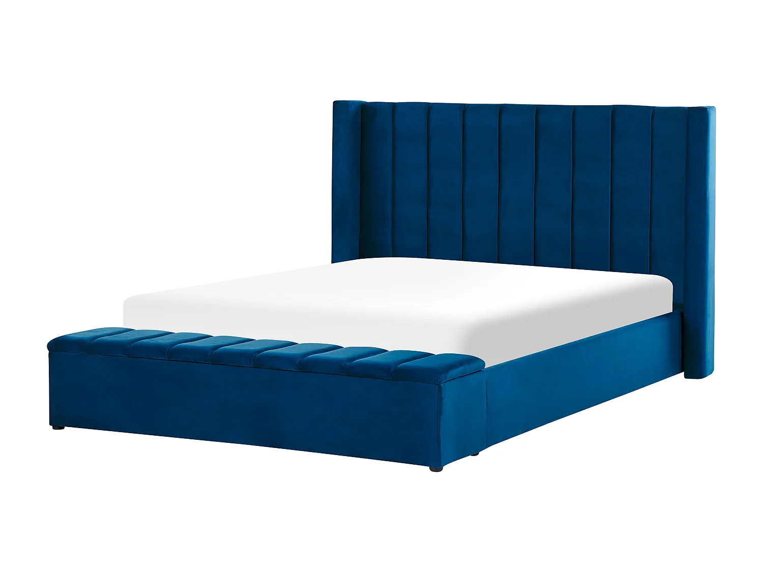 Lit avec banc de rangement Velours NOYERS 180 x 200 cm Bleu marine
