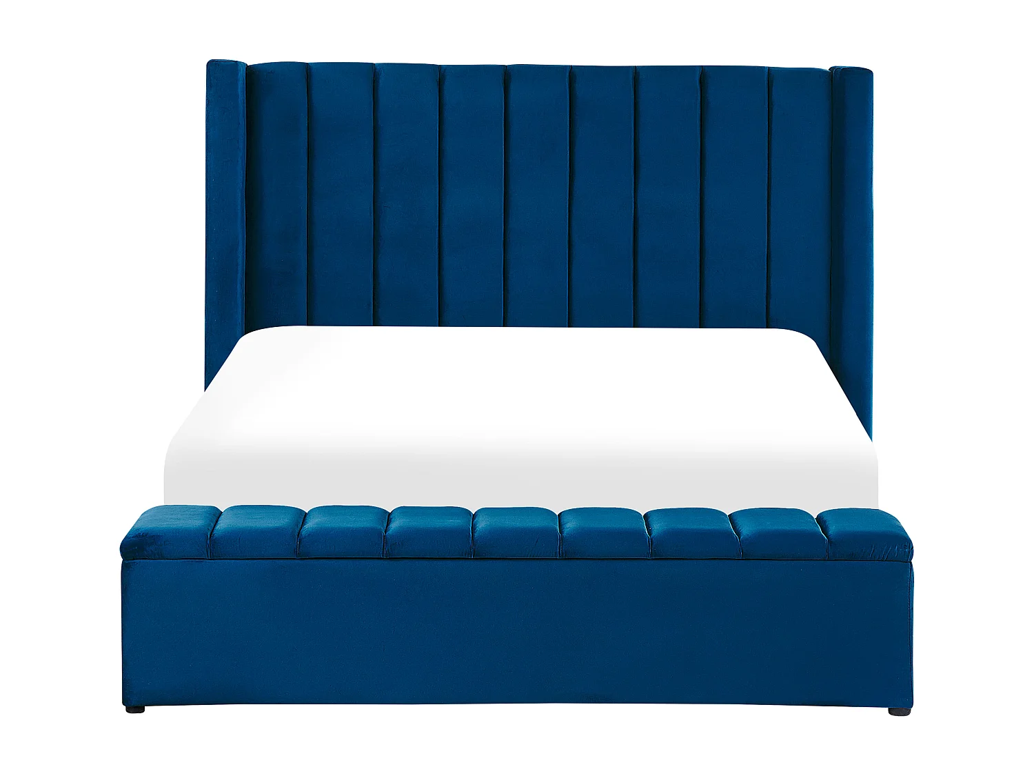 Lit avec banc de rangement Velours NOYERS 160 x 200 cm Bleu marine