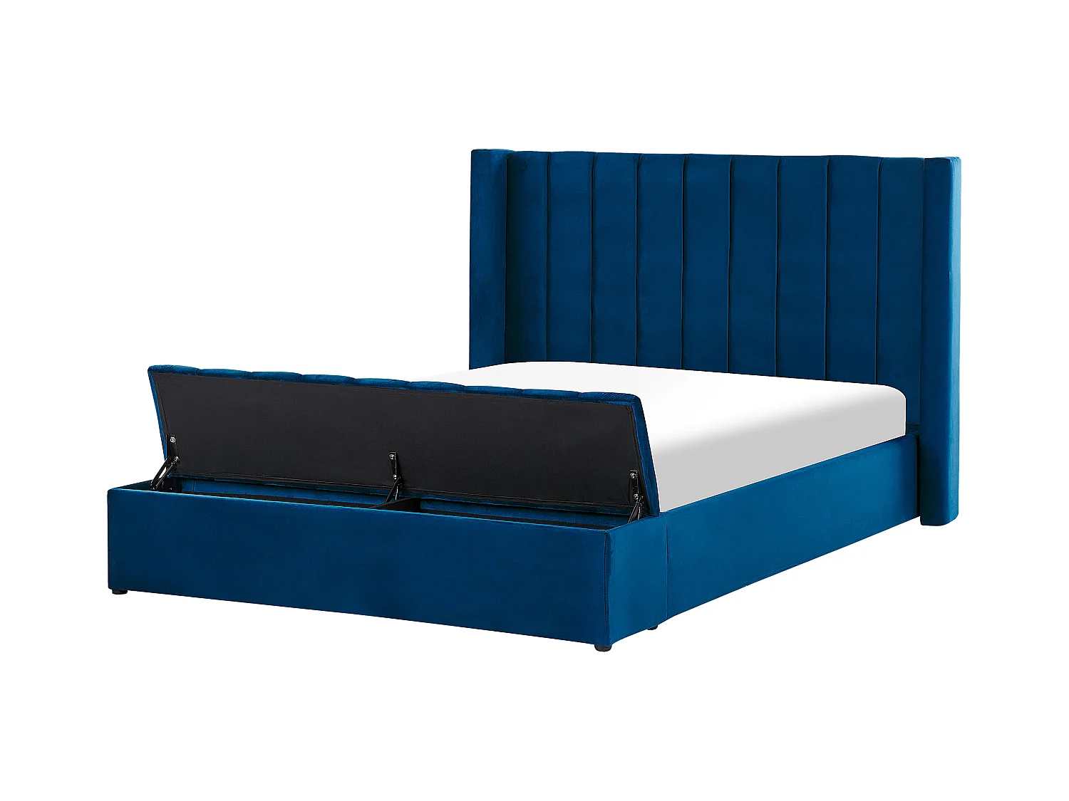 Bed met opbergbankje Fluweel NOYERS 160 x 200 cm Marineblauw