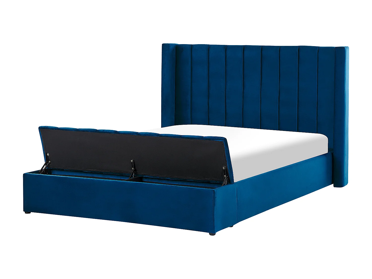 Bed met opbergbankje Fluweel NOYERS 160 x 200 cm Marineblauw