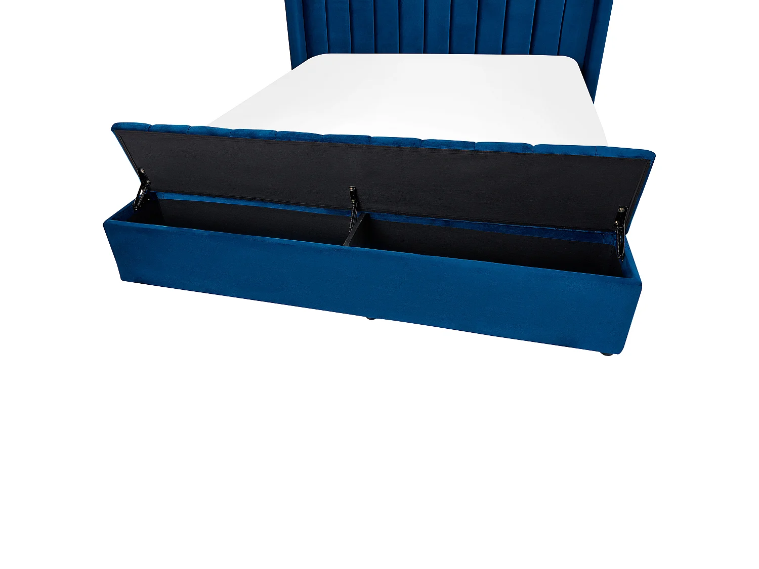 Bed met opbergbankje Fluweel NOYERS 160 x 200 cm Marineblauw