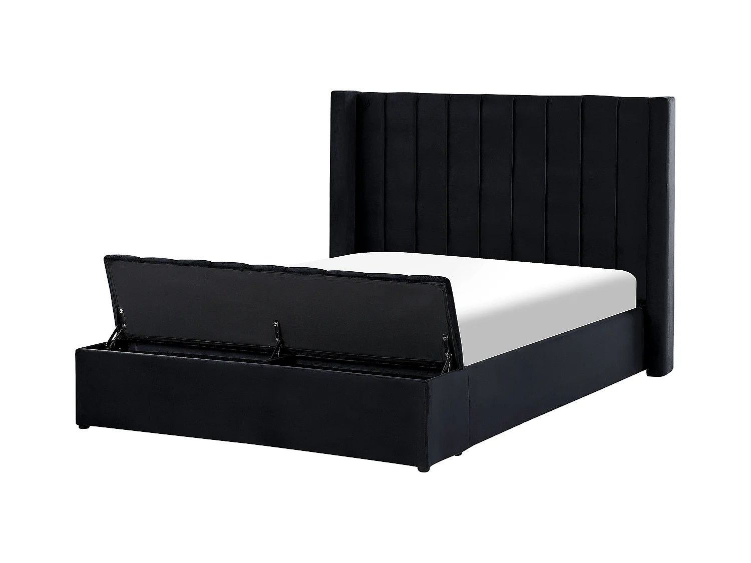 Bed met opbergbankje Fluweel NOYERS 140 x 200 cm Zwart