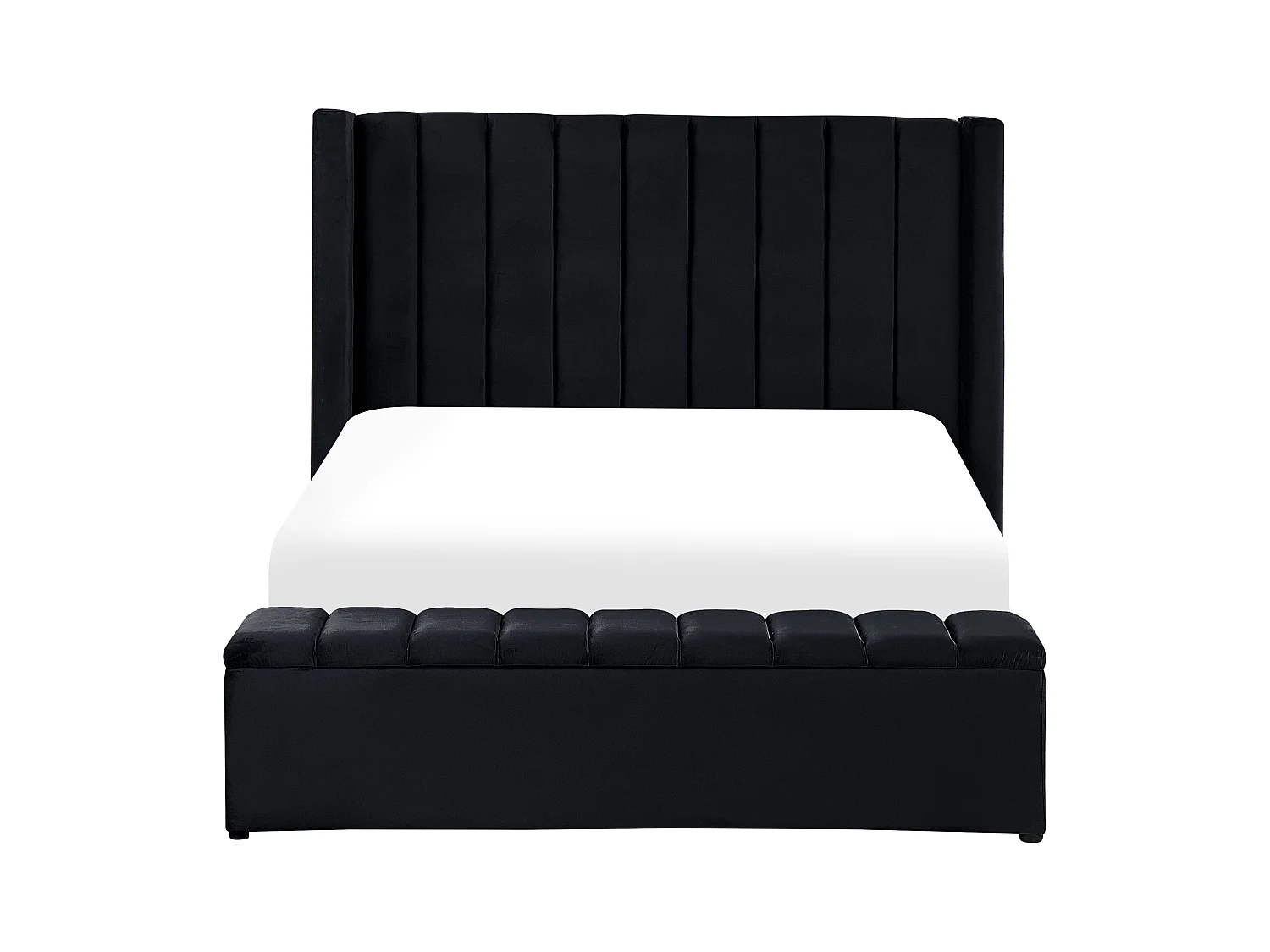 Lit avec banc de rangement Velours NOYERS 140 x 200 cm Noir