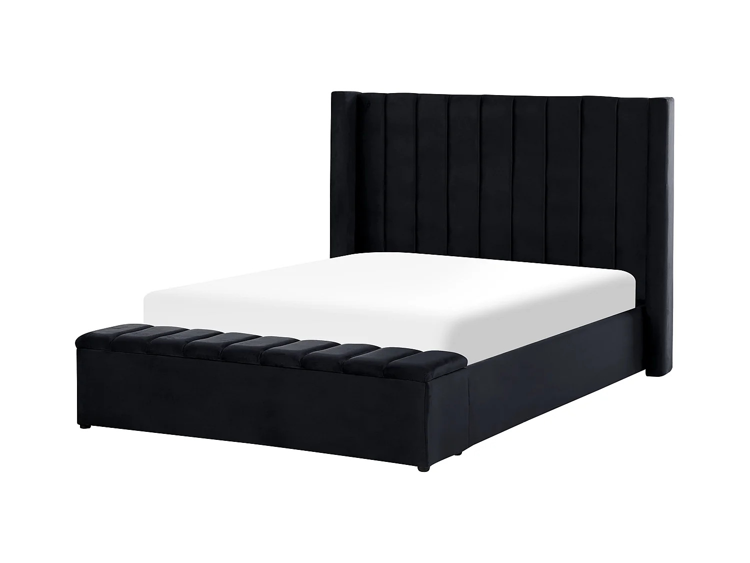 Lit avec banc de rangement Velours NOYERS 140 x 200 cm Noir