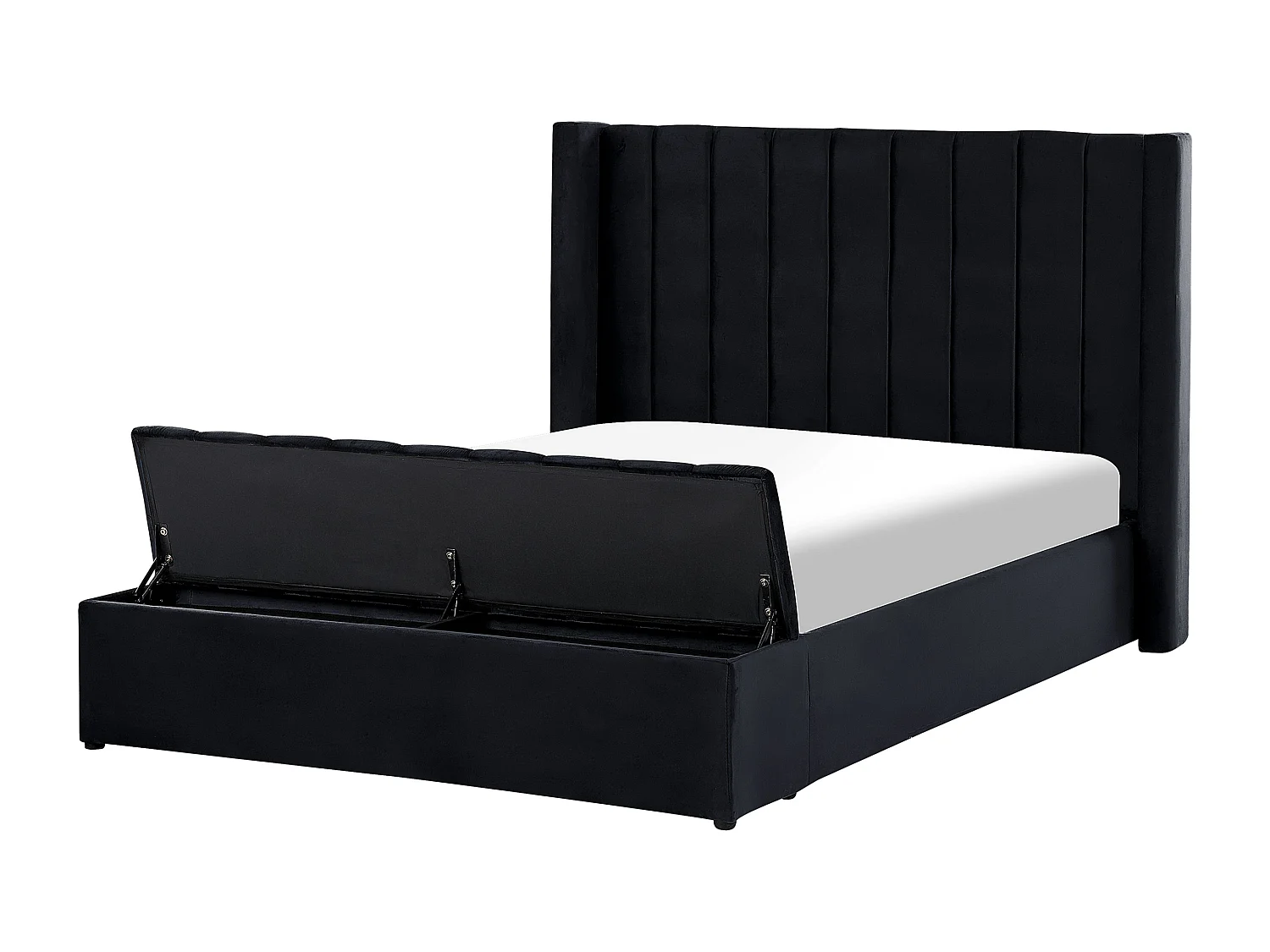 Lit avec banc de rangement Velours NOYERS 140 x 200 cm Noir