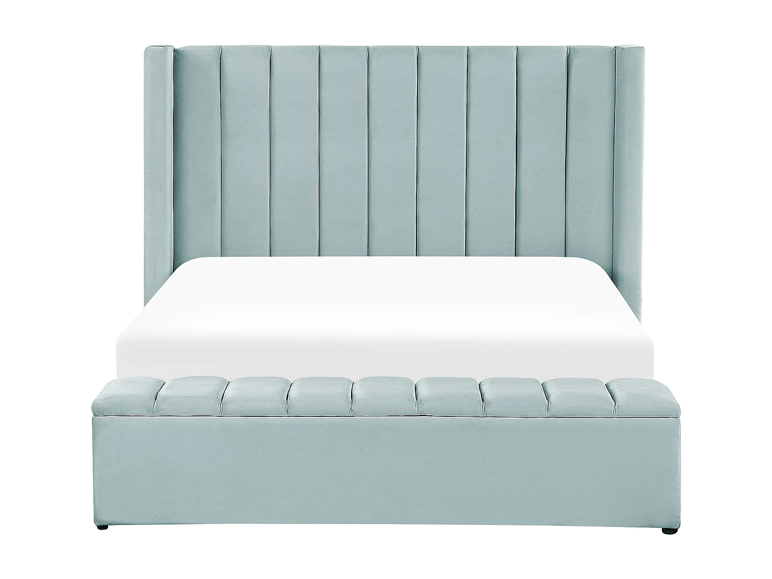 Lit avec banc de rangement Velours NOYERS 160 x 200 cm Vert menthe