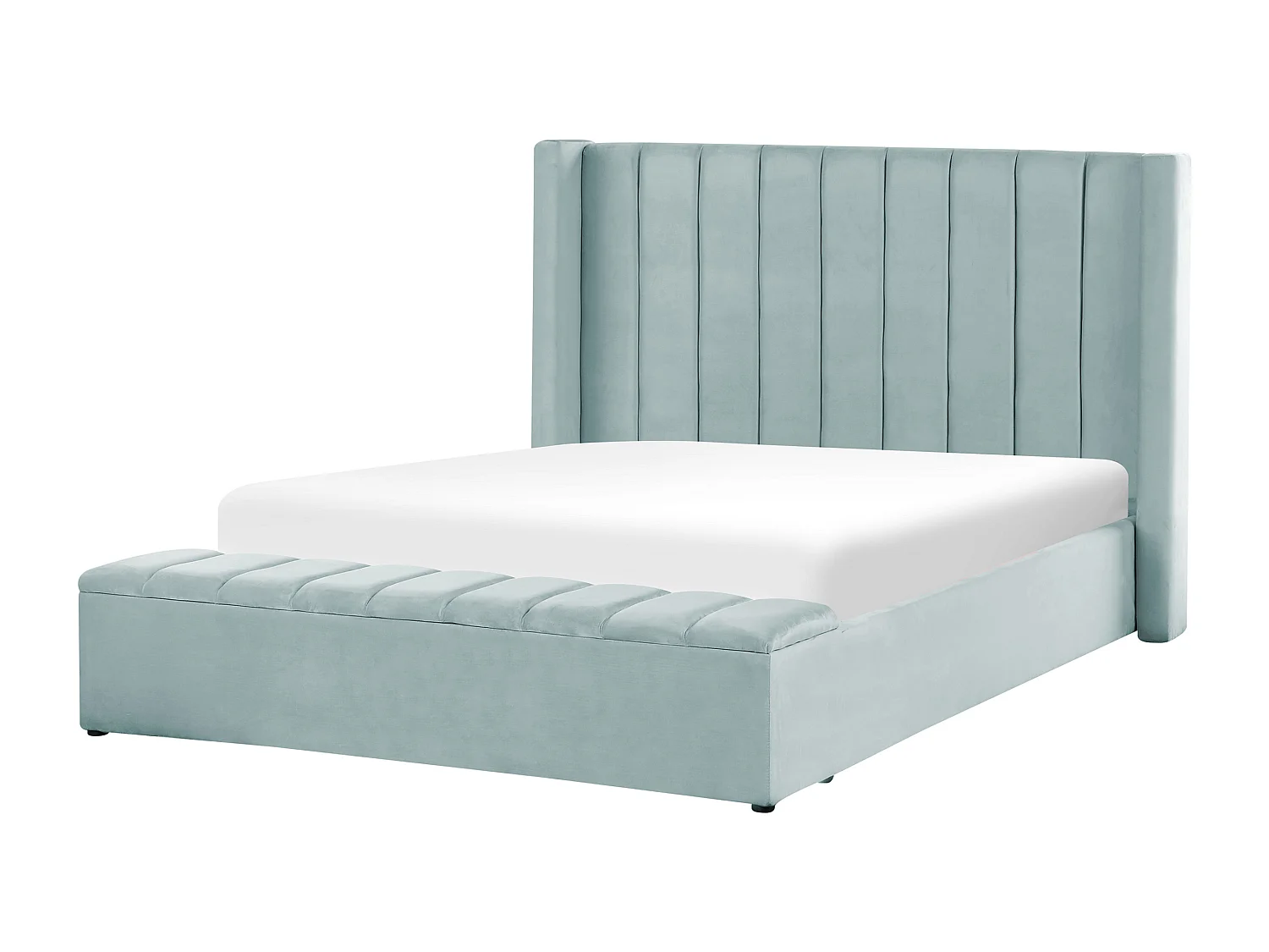 Lit avec banc de rangement Velours NOYERS 160 x 200 cm Vert menthe