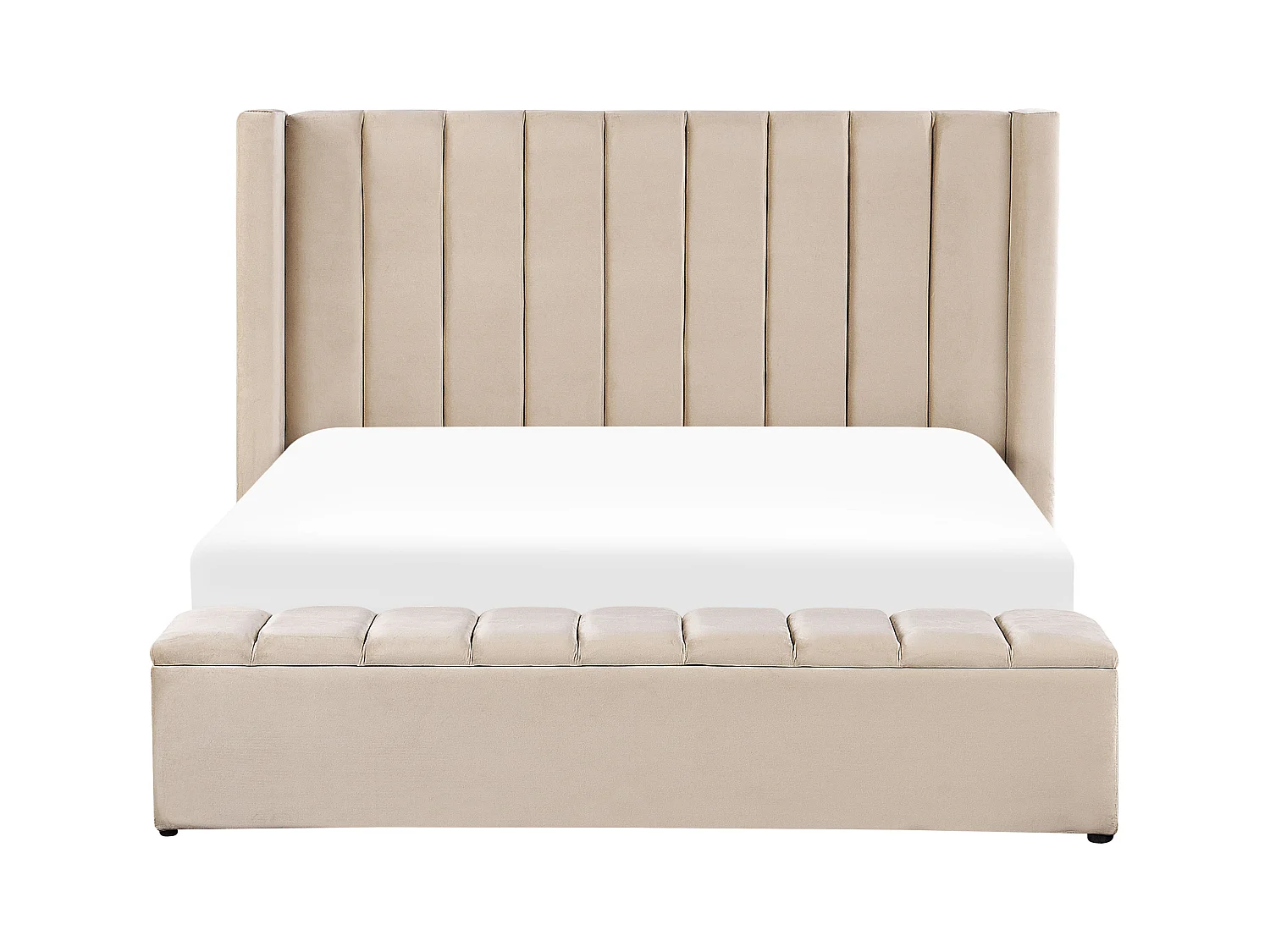 Luxuriöses Bett Samtstoff zusätzlicher Staumraum 180 x 200 cm beige Noyers