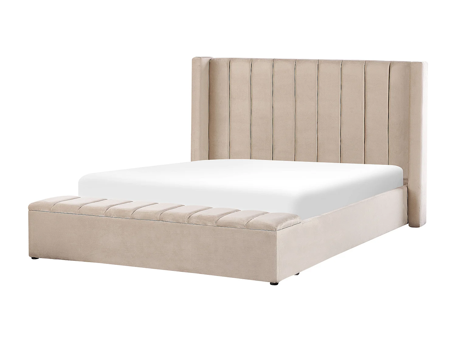 Lit avec banc de rangement Velours NOYERS 180 x 200 cm Beige