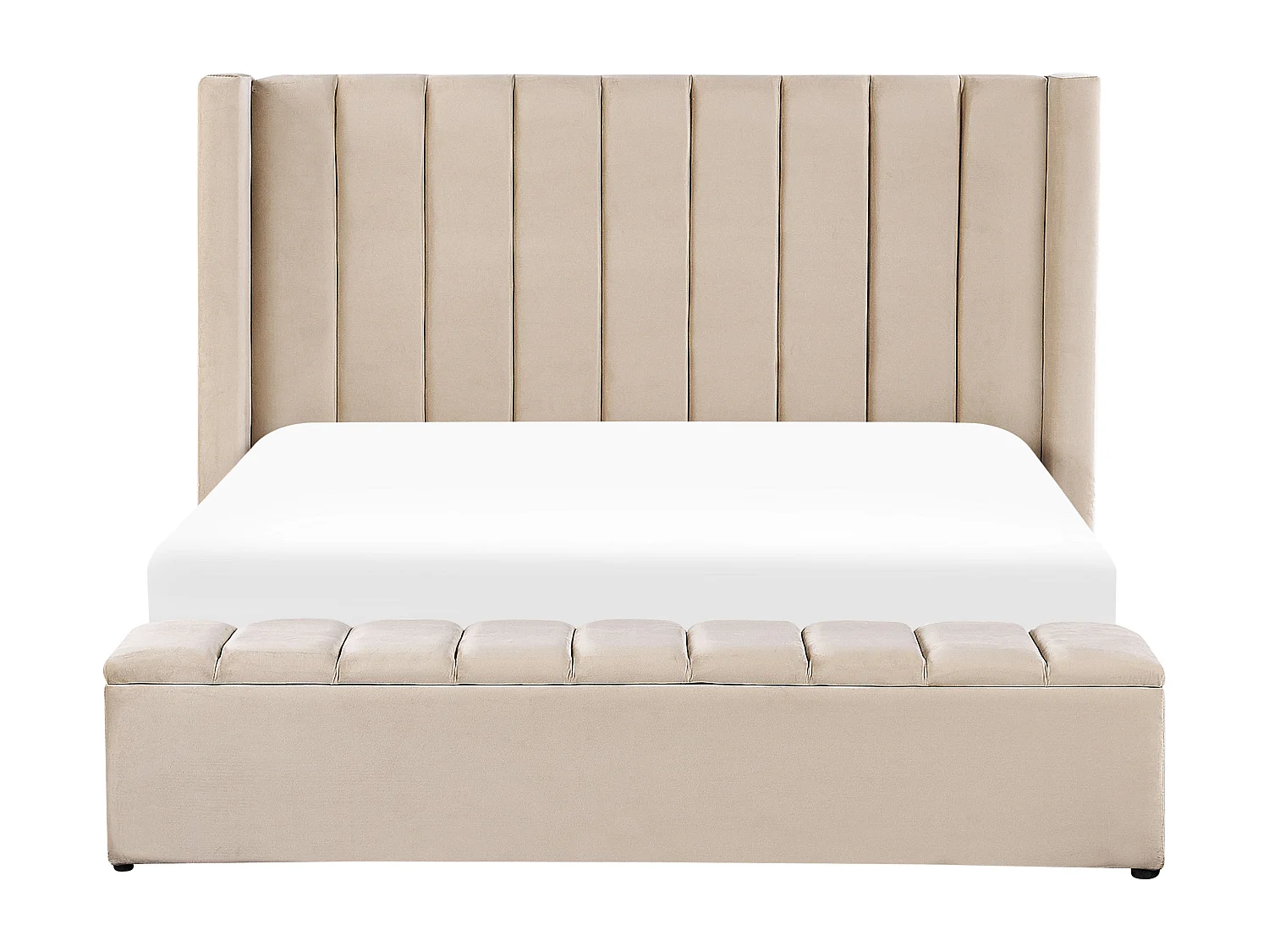 Lit avec banc de rangement Velours NOYERS 180 x 200 cm Beige