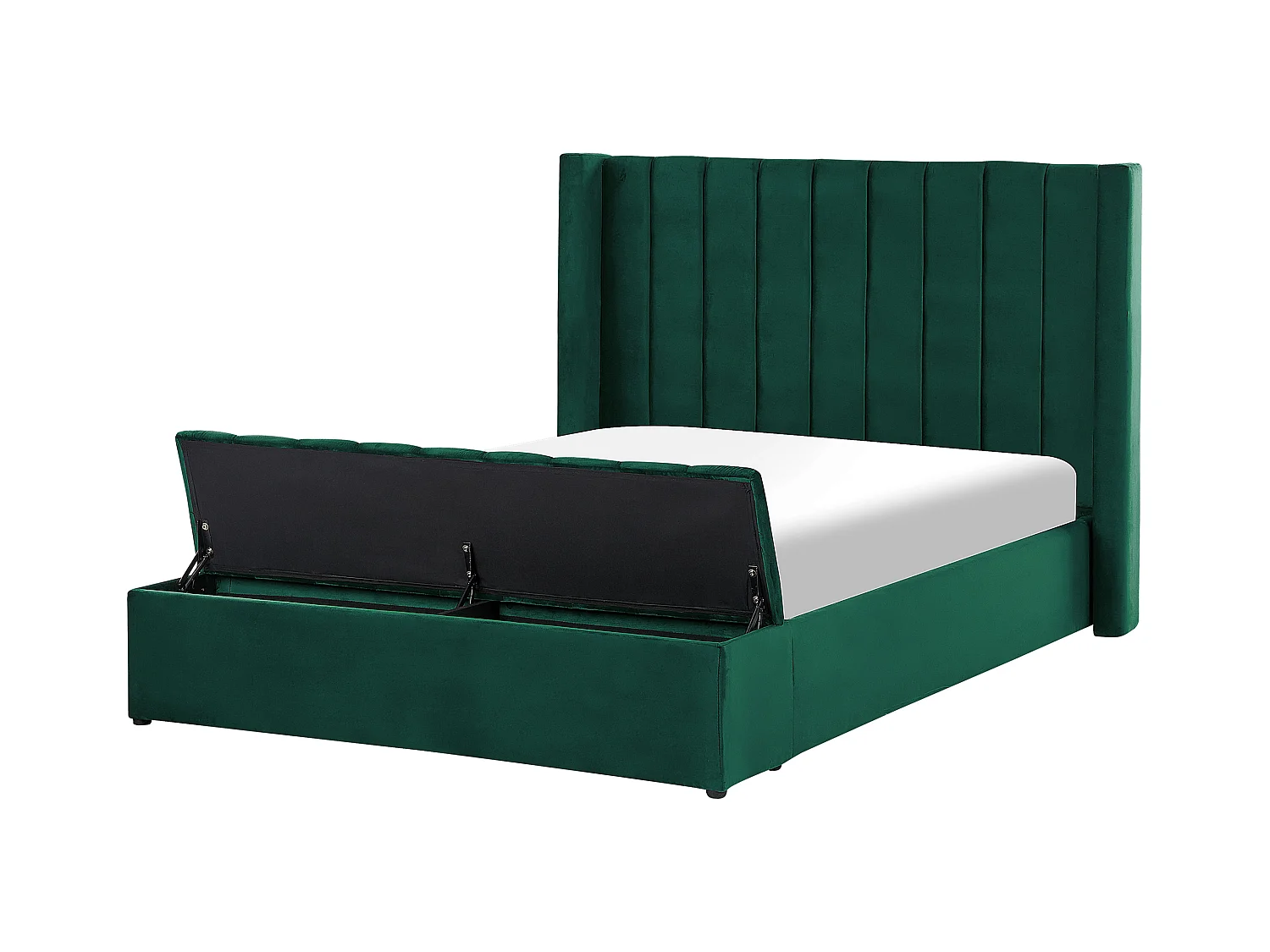 Cama com banco de arrumação Veludo NOYERS 140 x 200 cm Verde esmeralda