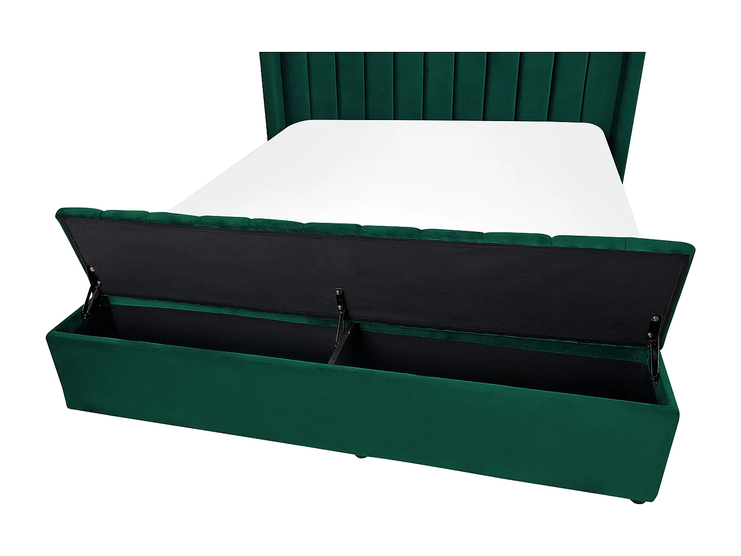 Lit avec banc de rangement Velours NOYERS 140 x 200 cm Vert émeraude