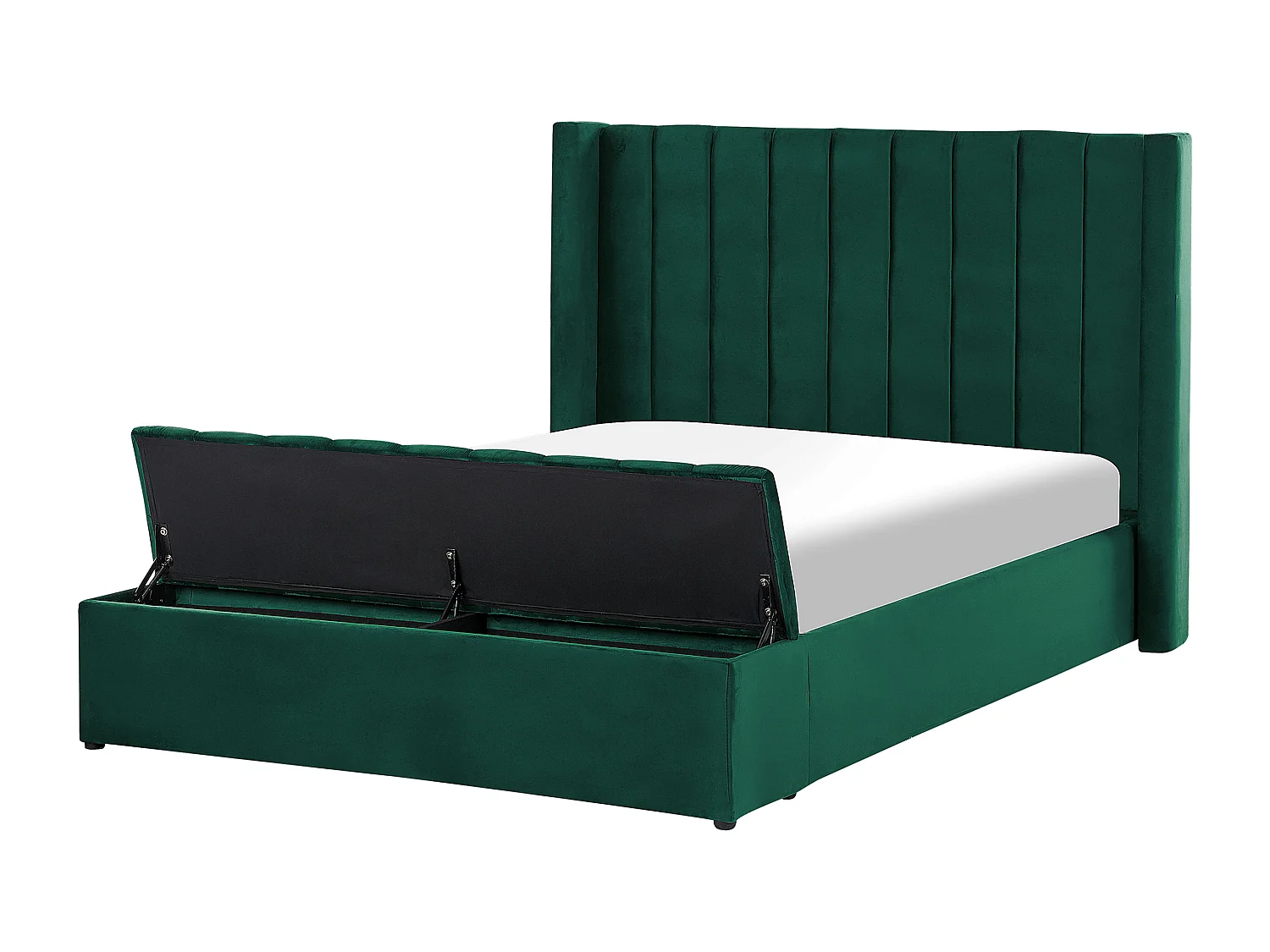Lit avec banc de rangement Velours NOYERS 140 x 200 cm Vert émeraude
