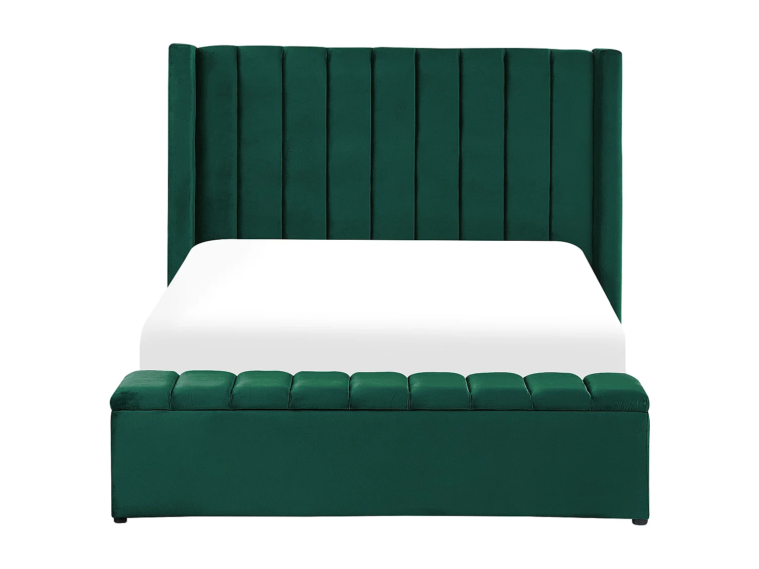 Lit avec banc de rangement Velours NOYERS 140 x 200 cm Vert émeraude