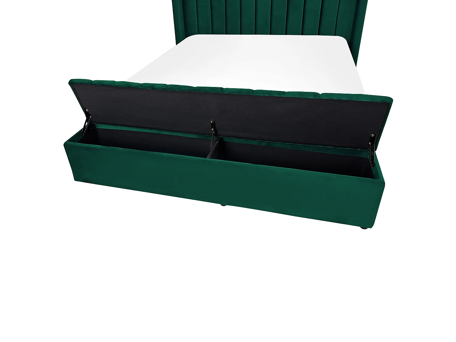 Lit avec banc de rangement Velours NOYERS 140 x 200 cm Vert émeraude