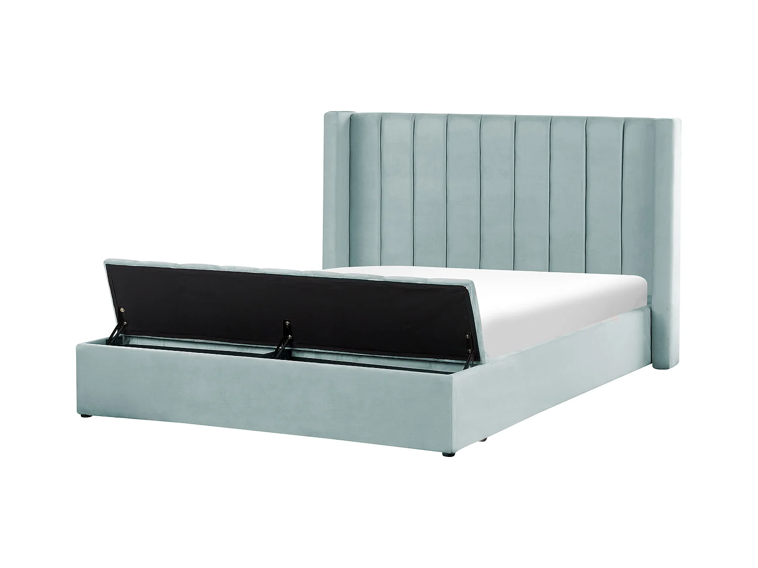 Lit double en velours vert menthe avec banc coffre 180 x 200 cm NOYERS