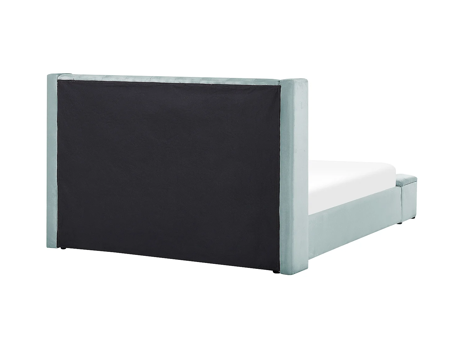 Lit double en velours vert menthe avec banc coffre 180 x 200 cm NOYERS