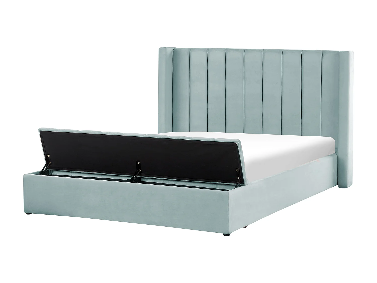 Lit double en velours vert menthe avec banc coffre 180 x 200 cm NOYERS