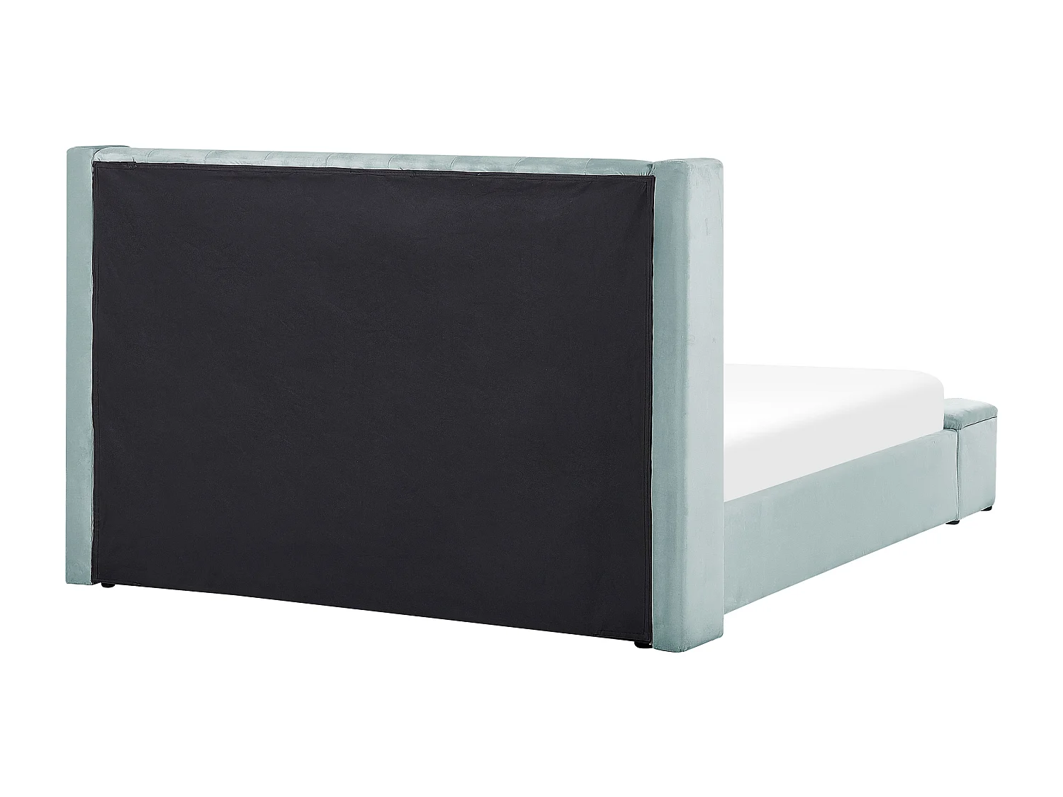 Lit double en velours vert menthe avec banc coffre 180 x 200 cm NOYERS