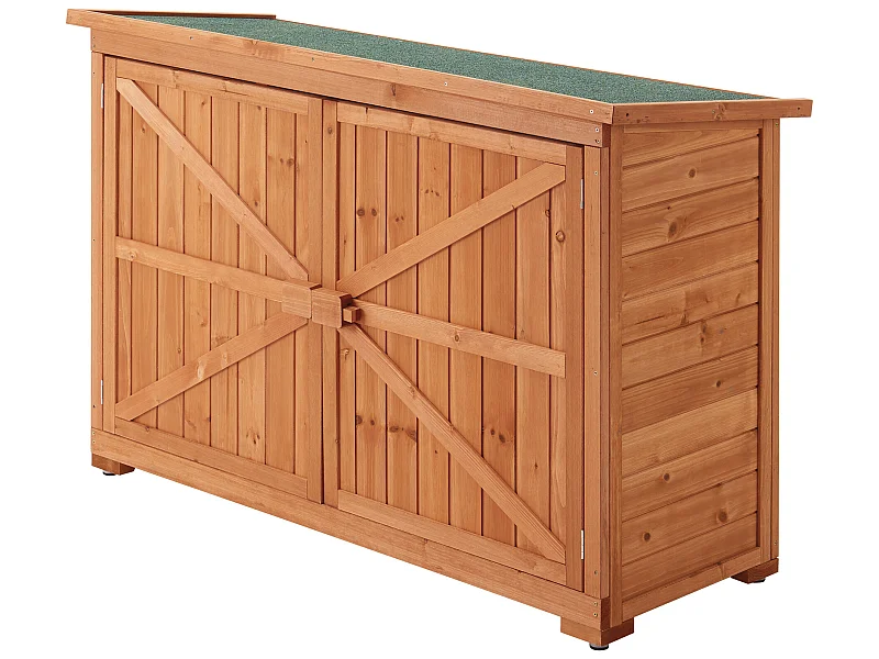 Coffre de Rangement à 2 Portes Kerteminde pour Extérieur Abri-Bûches en Sapin 88 x 128 x 50 cm [en.casa]