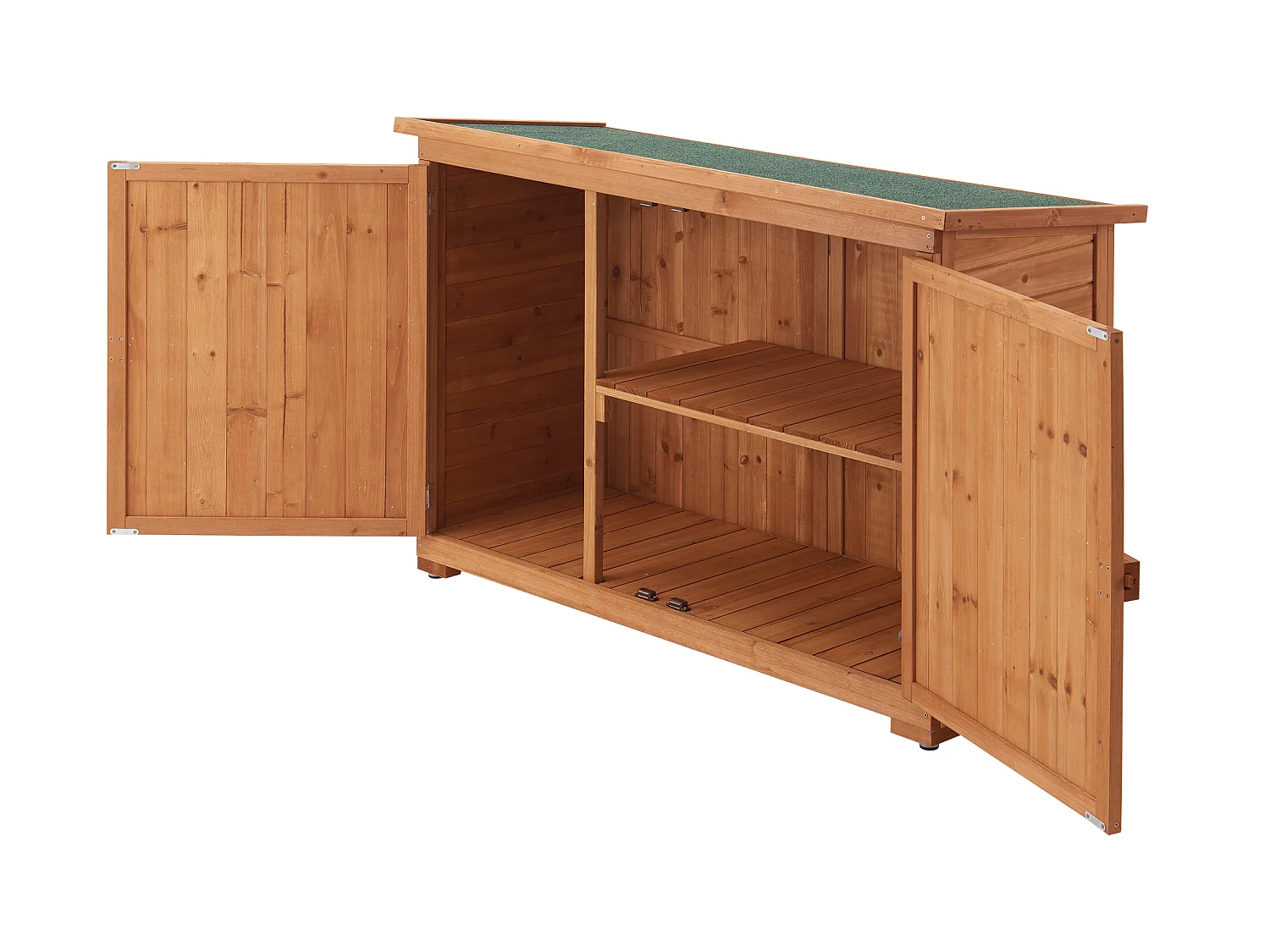 Coffre de Rangement à 2 Portes Kerteminde pour Extérieur Abri-Bûches en Sapin 88 x 128 x 50 cm [en.casa]