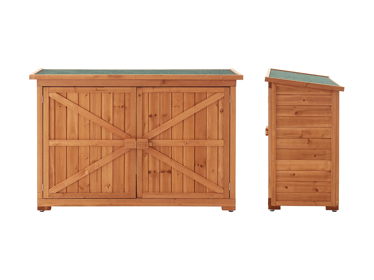 Coffre de Rangement à 2 Portes Kerteminde pour Extérieur Abri-Bûches en Sapin 88 x 128 x 50 cm [en.casa]