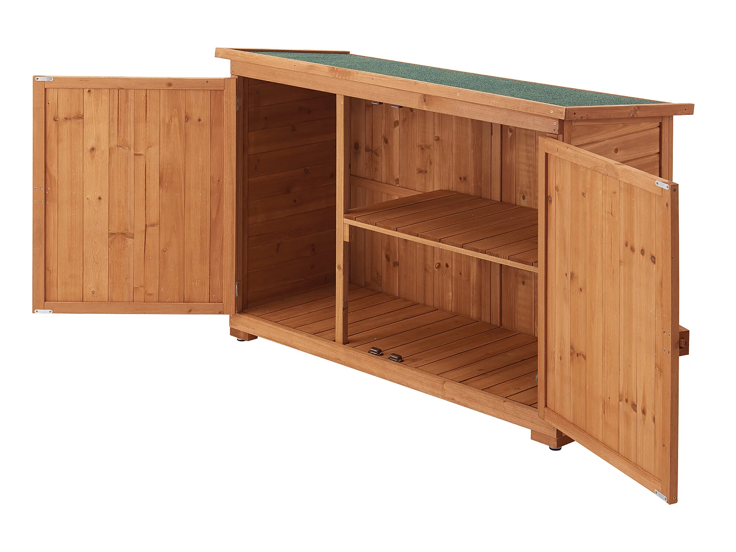 Coffre de Rangement à 2 Portes Kerteminde pour Extérieur Abri-Bûches en Sapin 88 x 128 x 50 cm [en.casa]