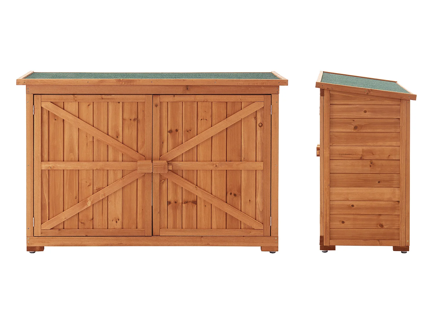 Coffre de Rangement à 2 Portes Kerteminde pour Extérieur Abri-Bûches en Sapin 88 x 128 x 50 cm [en.casa]