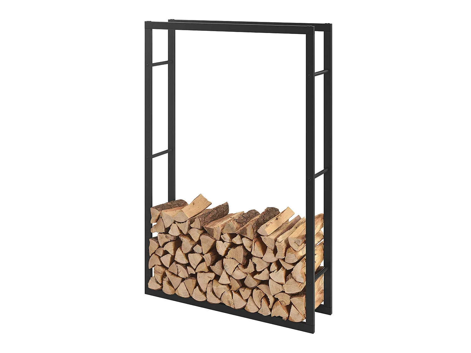 Range-bûches Täby en acier 100 x 25 x 150 cm noir [en.casa]