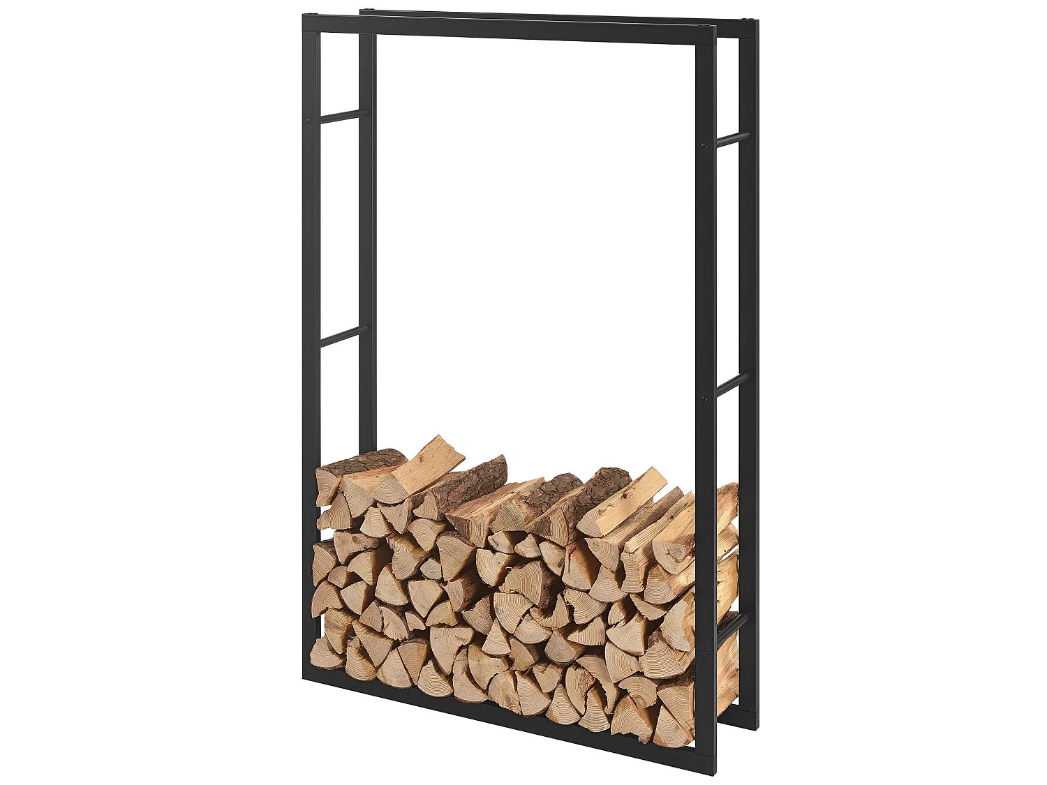 Range-bûches Täby en acier 100 x 25 x 150 cm noir [en.casa]