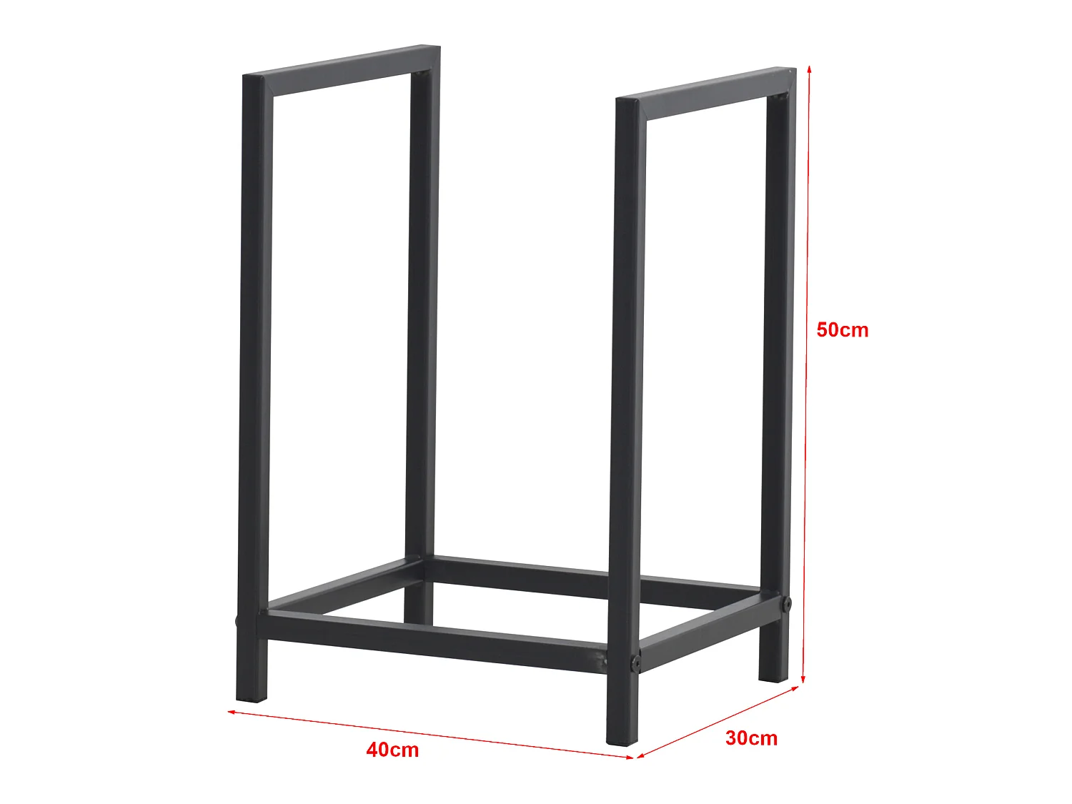 Range-bûches Torsås en acier 40 x 30 x 50 cm noir [en.casa]