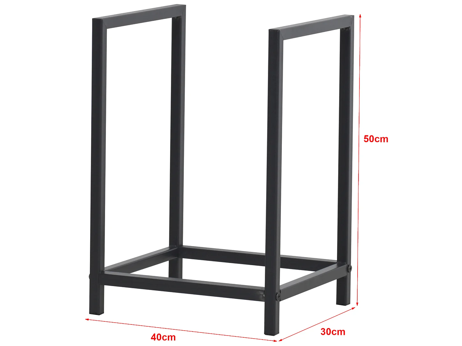 Range-bûches Torsås en acier 40 x 30 x 50 cm noir [en.casa]