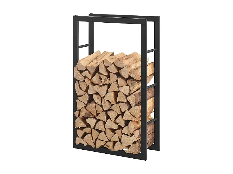 Range-bûches Täby en acier 60 x 25 x 100 cm noir [en.casa]