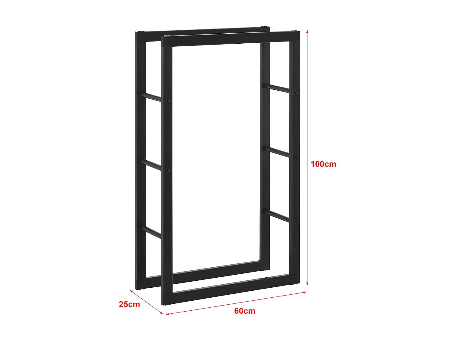 Range-bûches Täby en acier 60 x 25 x 100 cm noir [en.casa]