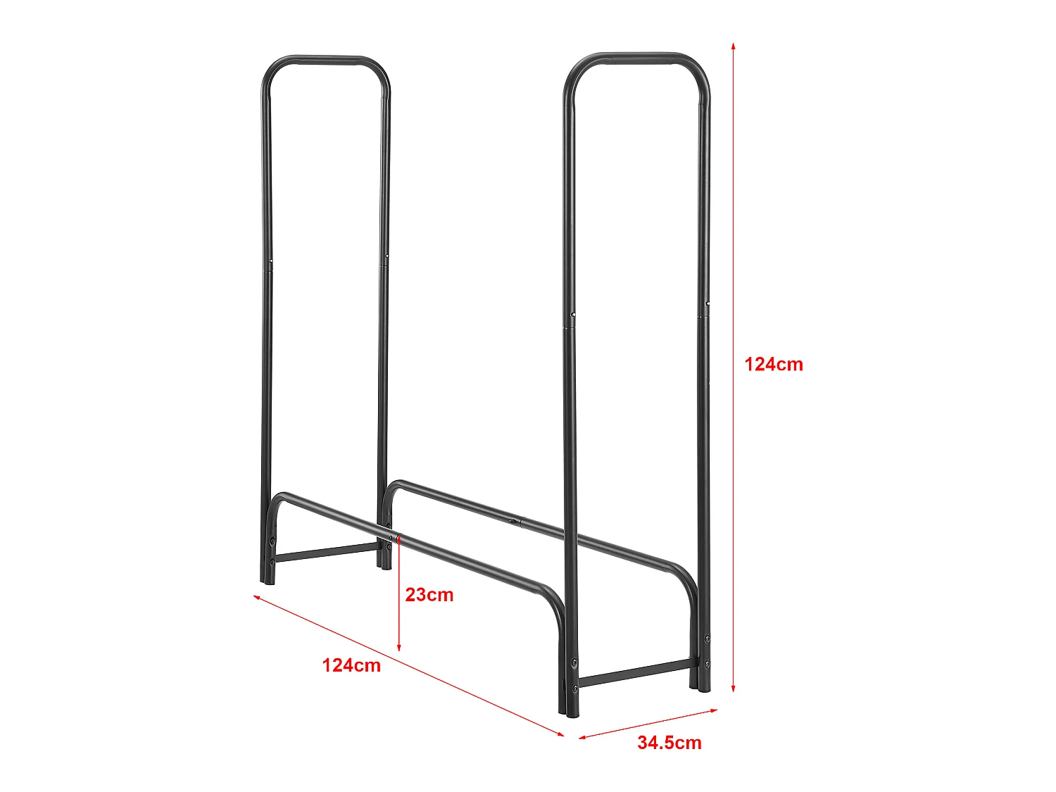 Range-bûches Kwethluk pour intérieur extérieur 124 x 124 x 34,5 cm noir [casa.pro]