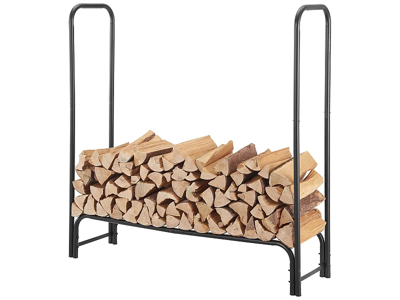 Range-bûches Kwethluk pour intérieur extérieur 124 x 124 x 34,5 cm noir [casa.pro]