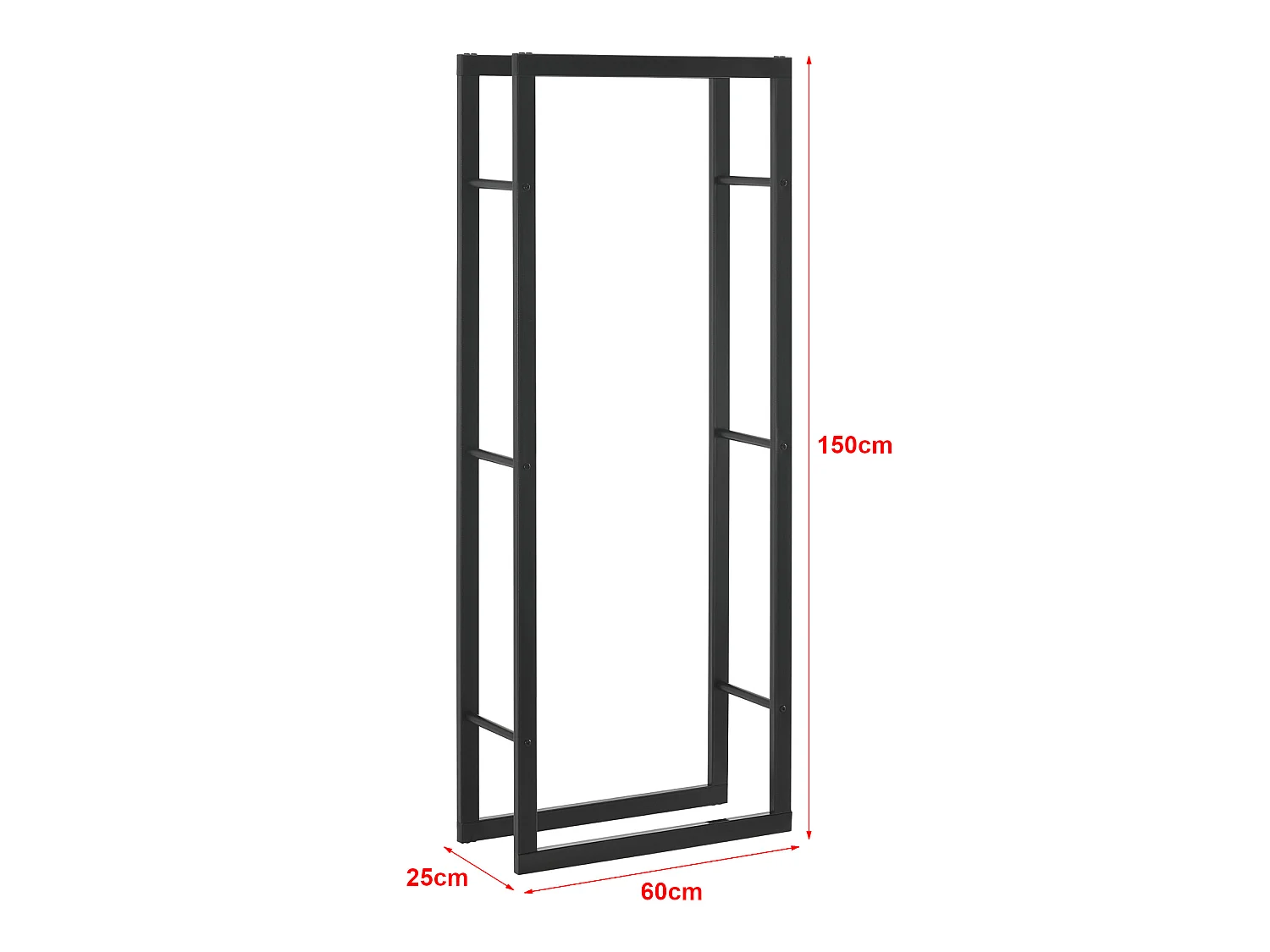 Range-bûches Täby en acier 60 x 25 x 150 cm noir [en.casa]