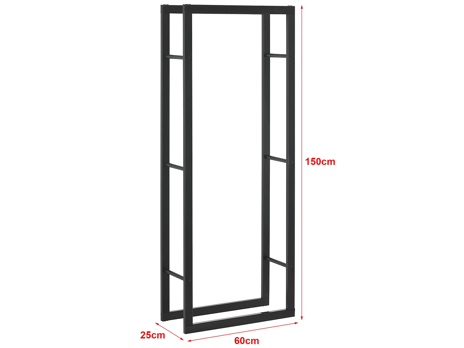 Range-bûches Täby en acier 60 x 25 x 150 cm noir [en.casa]