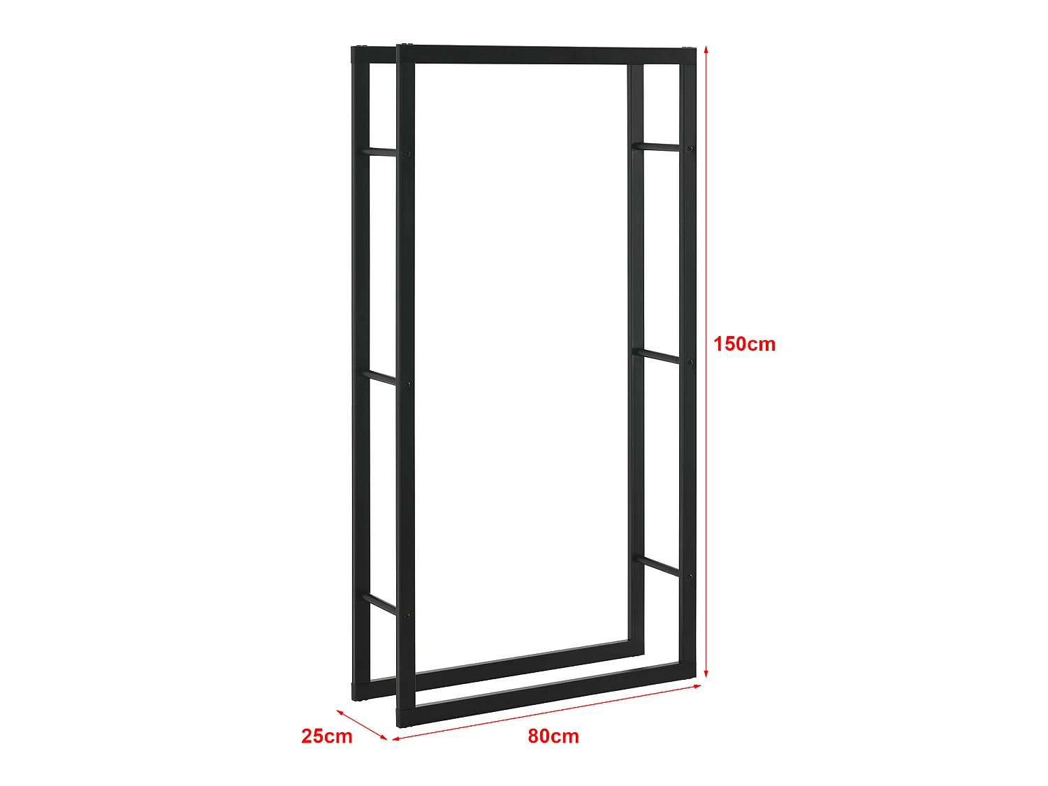 Range-bûches Täby en acier 80 x 25 x 150 cm noir [en.casa]