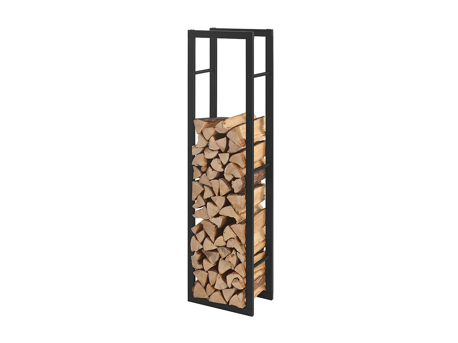 Range-bûches Täby en acier 40 x 25 x 150 cm noir [en.casa]