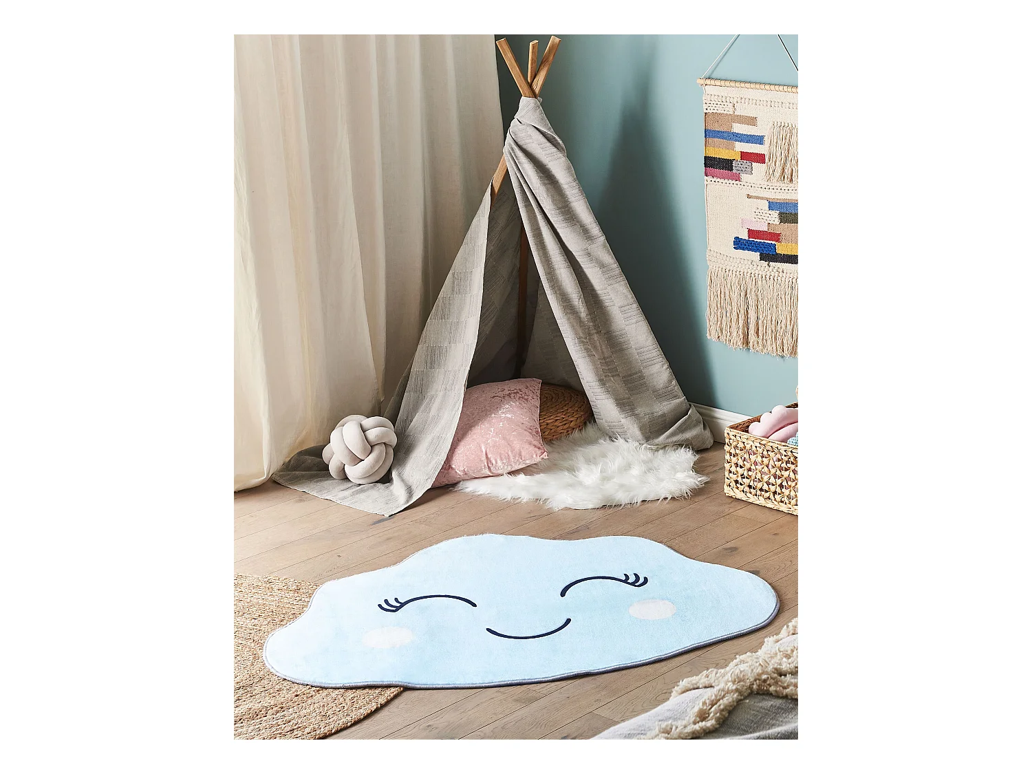 Tapete para crianças azul 90 x 120 cm CUMULUS