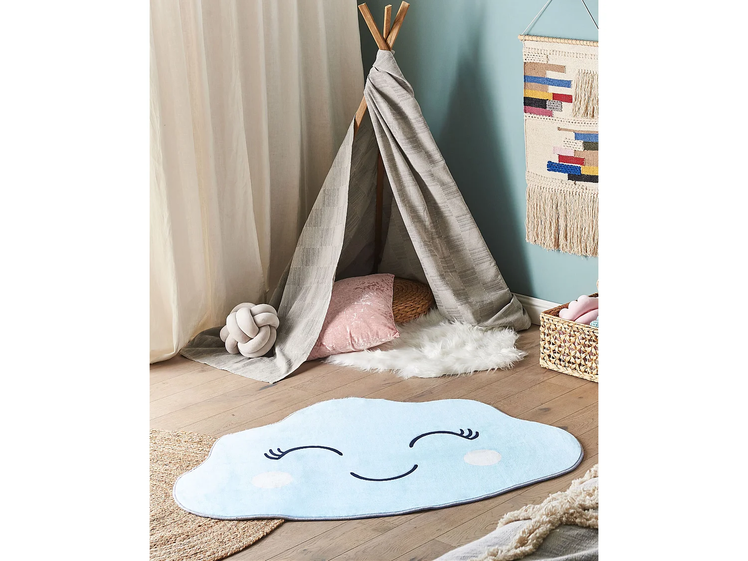 Vloerkleed polyester blauw 90 x 120 cm CUMULUS