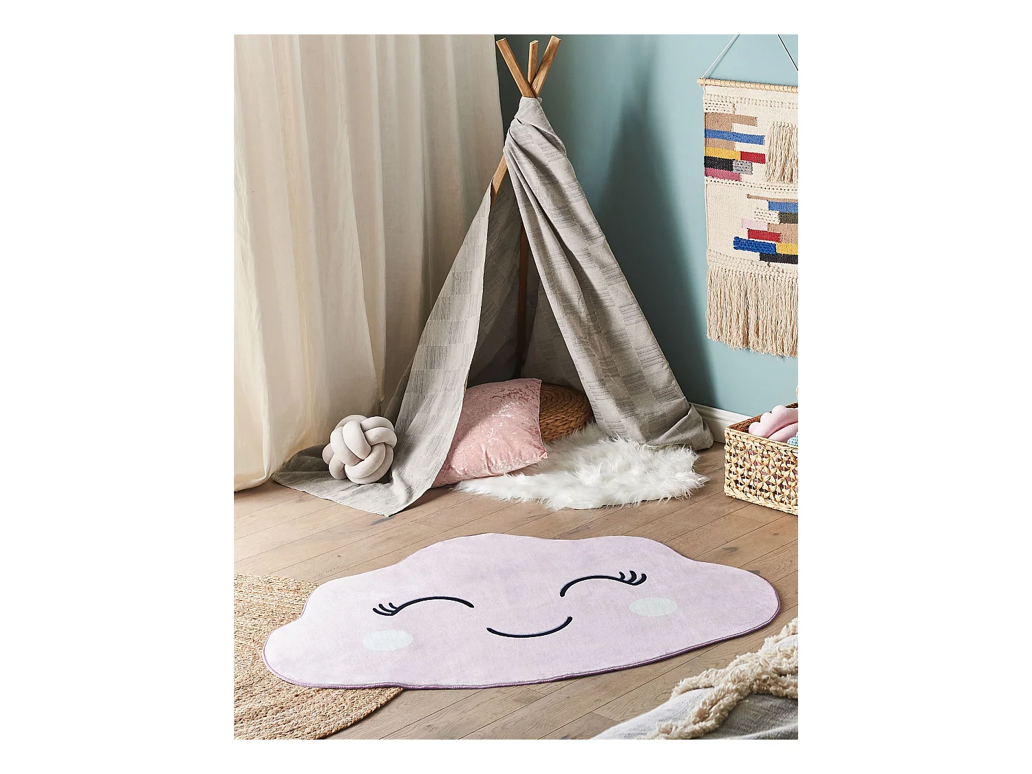 Alfombra rosa pastel motivo nube 90 x 120 cm CUMULUS